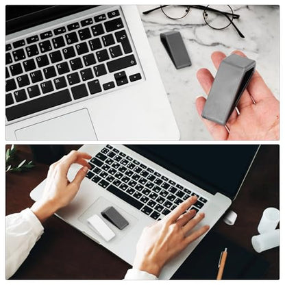 4pcs Adjustable Laptop Stand Riser Ventilated Notebook Holder with Cooling Base for Desk Use, Universal Computer Keyboard Support, Gray and White
