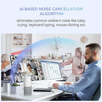 NUROUM C10 Conference Webcam with Microphone Speaker, Portable All-in-1 Design, 1080P 90° Camera for Video Conference, 10ft Voice Pickup/AI Noise Cancellation, USB Plug&Play for PC/Desktop Zoom/Teams