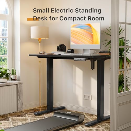 JOY worker 35" Small Electric Sit Stand Desk, Whole Piece Height Adjustable - color: Black, size: 35" * 20"
