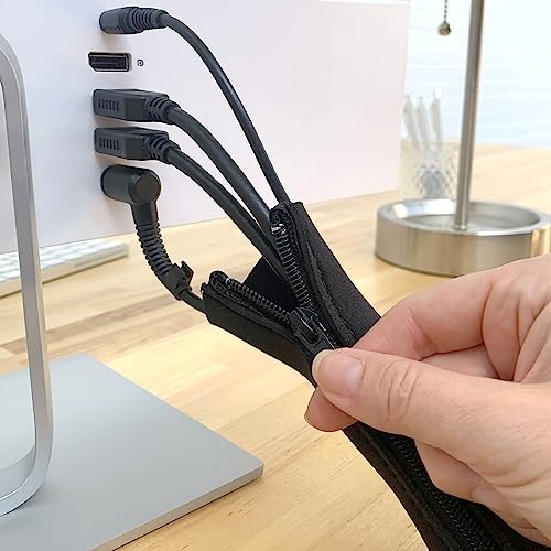 Wrap-It Storage Zipper Cable Sleeve, Black, 24", 4-Pack - size: 24in (4-Pack)