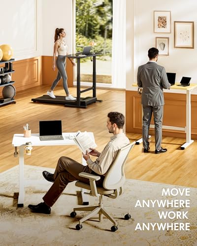 FLEXISPOT H7 Plus Mobile Standing Desk, Pneumatic Adjustable,One-Piece 48" - color: White, size: 48"