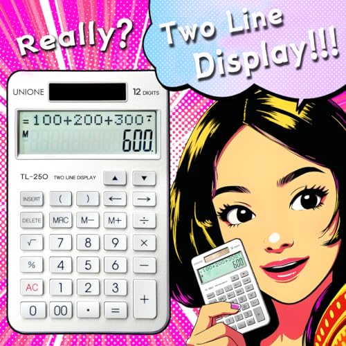 New, Two Line Display, Desktop Calculator. History Function- 30 Memories, Calculator with Large LCD for Home & Office Use, 4.5×7 inch (Silver) - color: SILVER