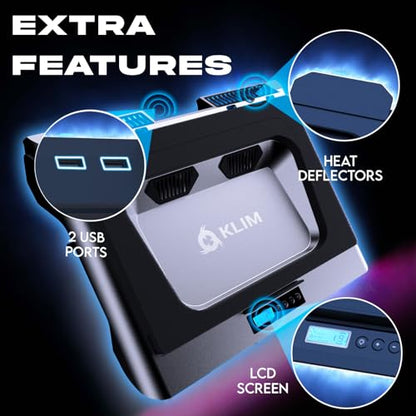 KLIM Everest Laptop Cooling Pad | Powerful 4300 RPM Turbo Fans | Sealed Foam for Maximum Cooling | Protect Your Gaming Laptop from Overheating | Fits 14” to 17.3” Laptops | RGB Lights - color: Silver