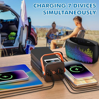 PGYOB Portable Power Station, 99.9Wh Outdoor Generator with Built in Cable, Portable Power Bank Backup Battery for Phone Charge, Travel, Home use, Camping, RV Trip - size: 99.90Wh