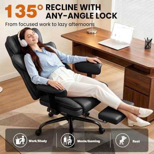 Office Chair, Desk Chair with Soft Adjustable Armrests - color: Black
