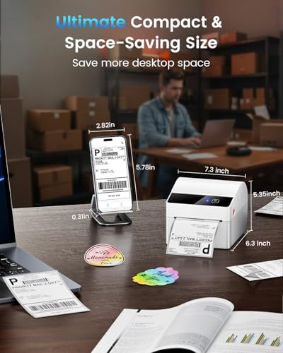 ASprink Bluetooth Thermal Label Printer with 750 Pcs Labels - color: White