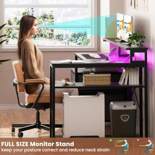 Aheaplus L Shaped Desk with File Drawer, Reversible L Shaped Gaming Desk - color: Black