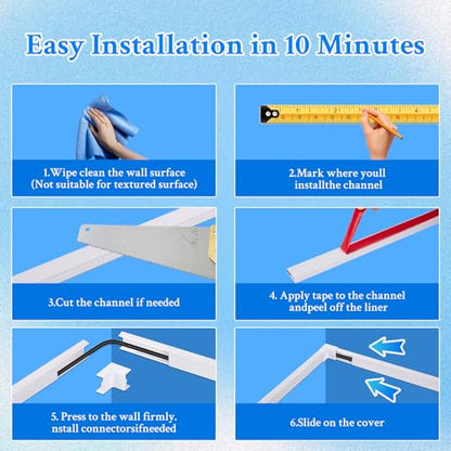Cable Concealer Kit, 157 inches Cord Cover, Wall Mount Wire Management System, White