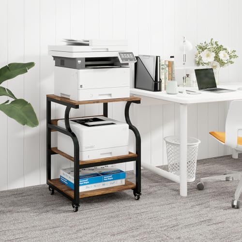 Natwind 3 Tier Large Printer Stand, 24"x20", with Charging Station,Retro - color: Retro
