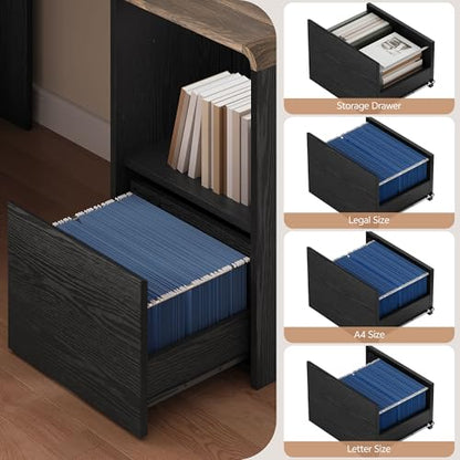 59'' Reversible L-Shaped Computer Desk, Black