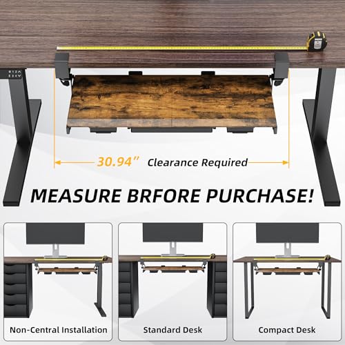 ETHU Keyboard Tray Under Desk, Pull Out Keyboard & Mouse Tray with C-clamp, Ergonomic Desk Keyboard Tray Slide Out, Pull Out Platform Drawer for Home and Office(Wood) - color: Wood