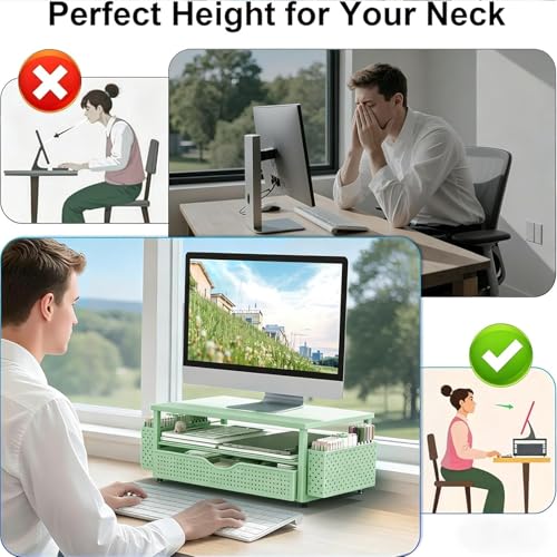 Desk Organizers and Accessories, Printer Stand with Storage, Sage Green - color: Sage Green