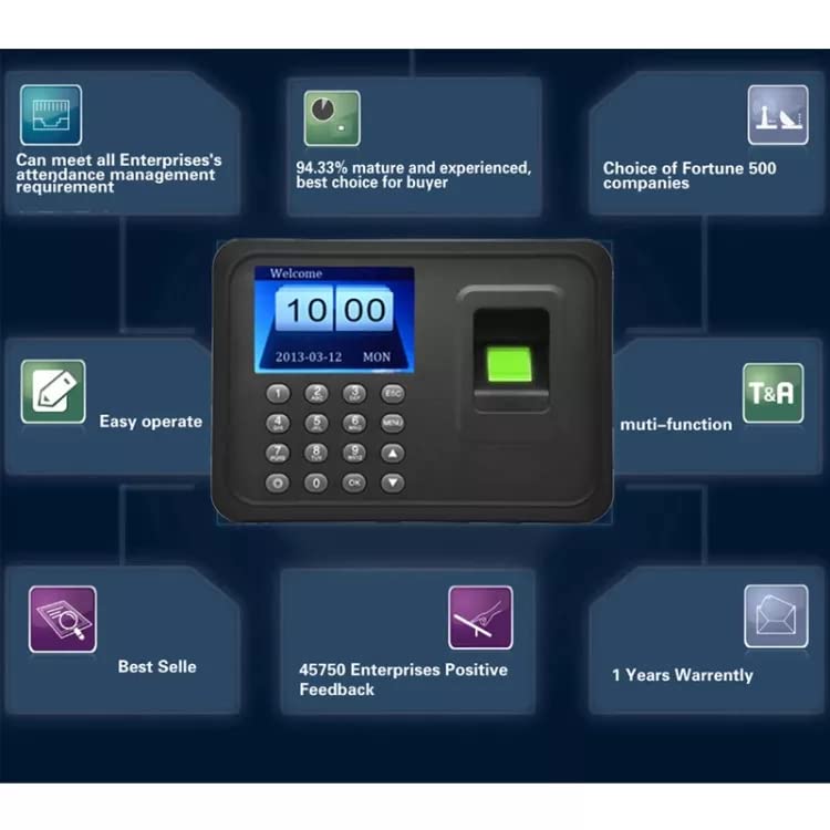 Time Attendance Machine Biometric Fingerprint Recognition Scanner Time Devices Biometric Attendance System Employees time Clock (A6)