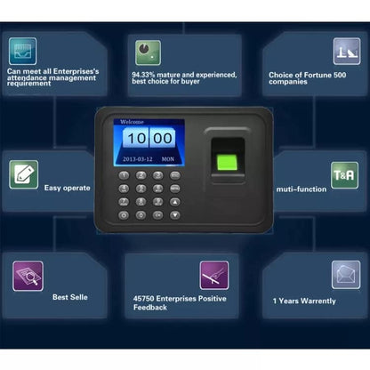Time Attendance Machine Biometric Fingerprint Recognition Scanner Time Devices Biometric Attendance System Employees time Clock (A6)