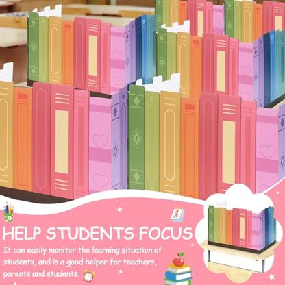 Honoson 24 Pcs Inspirational Privacy Folders for Students | Cardboard Desk Shields with Motivational Words, 6 Designs for Classroom Study, Tri-fold Exam Dividers, Bulk Test Boards - style: Pastel Rainbow