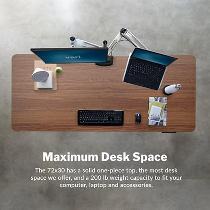 Vari Classic Electric Standing Desk – 72x30 – Walnut/Slate - color: Walnut Top / Slate Legs, size: 72 in x 30 in