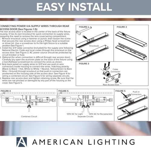 American Lighting LED Courant Plus Undercabinet Light 24 Inch 5CCT 90+ CRI 1200 Lumens with USB-A USB-C and 20A Receptacles Black Finish Title 24 Compliant