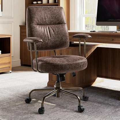 EUREKA ERGONOMIC Becky Suede Mid-Century Office Chair, Brown - color: Brown, size: Mid-Back
