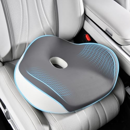 FLORICH Car Seat Cushion for Driving, Memory Foam Seat Cushion for Car Office Chair, Ergonomic Office Seat Chair Cushion for Sciatica Pain Relief, Larger Car Seat Cushion for Trunk - Gray - color: Fl-003-gray