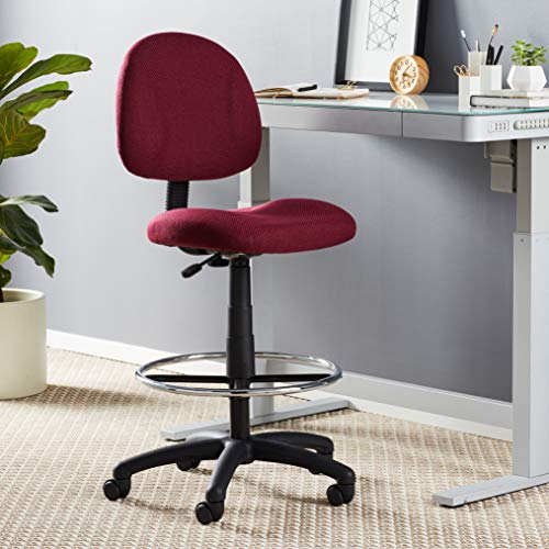 Boss Office Products B1615-BY Ergonomic Works Drafting Chair Without Arms, Burgundy, Mid-Back - color: Burgundy, style: No Arms