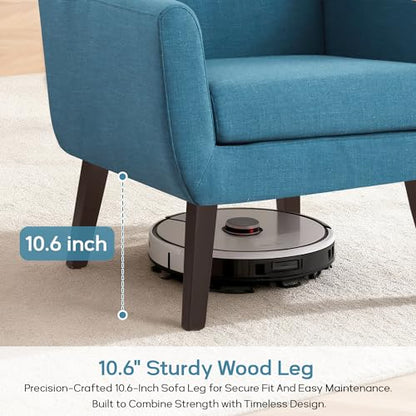 HUIMO Living Room Chairs Set of 2,Upholstered Button Linen Accent Chair | Mid Century Fabric Modern Armchair,Comfy Arm Club Sofa Chairs for Living Room Reading Bedroom,Waiting Room Lake Blue2PCS - color: Lake Blue