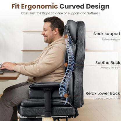BESTFAIR Big & Tall Ergonomic Office Chair with Footrest & High Back, Black