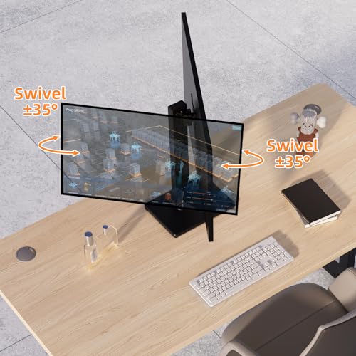Suptek Single LCD Monitor Stand Mount Riser for 13-43 Inch Screen | Holds up to 44lbs, Free-Standing, Swivel, Height Adjustable, Rotation, 50-100mm VESA Base - size: 13-43in(single)