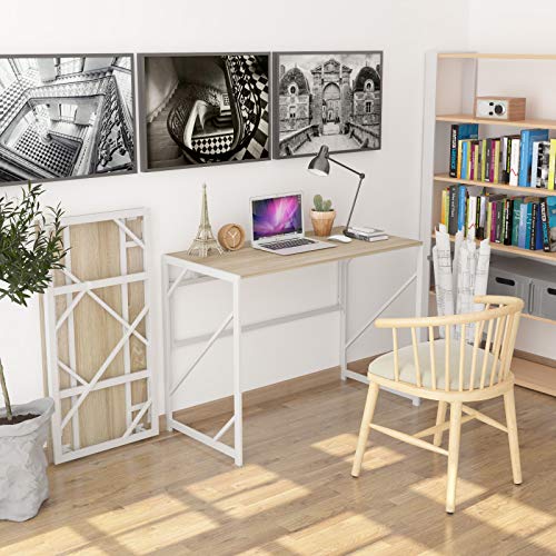 Elephance Folding Desk Writing Computer Desk for Home Office No-Assembly | Study Office Desk,Foldable Table for Small Spaces,31.5 Inch,Beige - color: Beige, size: 31.5 Inch