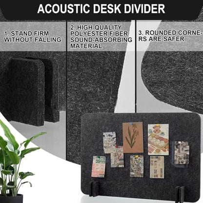 Acoustic Desk Divider Stand Up Privacy Partition Soundproof Felt Screen Lightweight Design Suitable for, Rectangle Black - color: Rectangle Black
