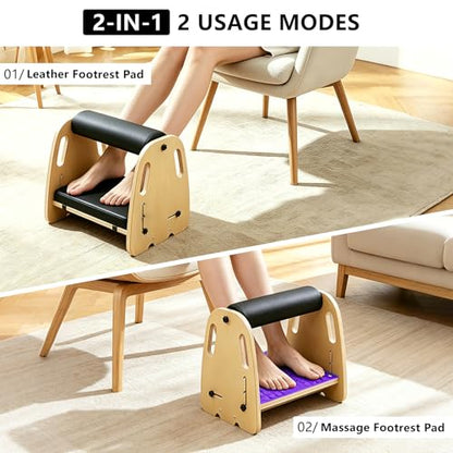 Under Desk Foot Rest,Massage & Leather Pads,Height Levels-Purple - color: Purple