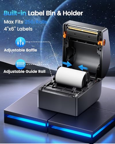 ASprink Bluetooth Shipping Label Printer with 750 Pcs Labels - color: Grey