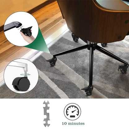 8T8 Replacement Office Chair Wheels 2 inch PU Caster Wheels with Brakes, Set of 5, Heavy Duty Casters with Threaded Stem 5/16"-18x1, Quiet and Smooth Rolling, Safe for Wood Hardwood Floors