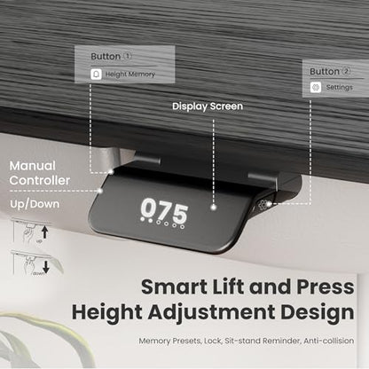 COLAMY Electric Standing Desk 55x28 Inch, Wobble-Free Dual Motor Sit Stand Up Home Office Computer Desk, Motorized Workstation Gamer Studio Table with Drawers, Outlets & Footrest,Oak White - color: Black Oak + White