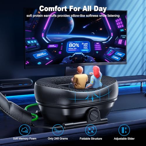 Wireless Gaming Headset for PS5, PS4, PC, Switch, 20ms Low Latency with Mic - color: Black