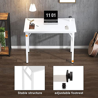 Need Small Folding Computer Desk, 31.5 Inch Writing Table, White - color: White, size: 31.5 inches