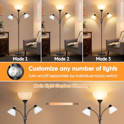 Coucrek Torchiere Floor Lamps for Living Room, 72" Dimmable Reading Lamp - color: Black