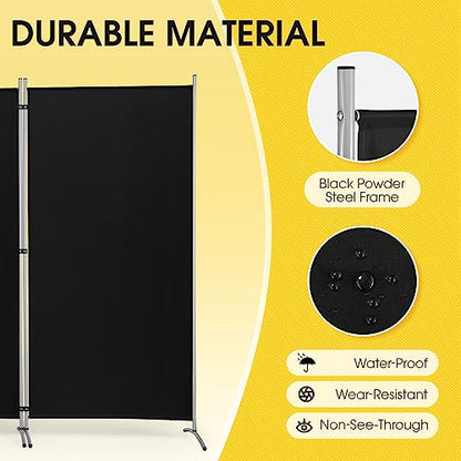 RANTILA 4 Panel Room Divider, 6 Ft Tall Folding Privacy Screen Room Dividers, Freestanding Room Partition Wall Dividers, 136''W x 20''D x 71''H, Black - color: Black, size: 34" - 4 Panel