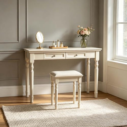 47" Narrow Solid Wood Writing Desk with Drawers, White - color: White, size: Narrow-47 inches