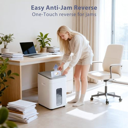Heavy Duty Paper Shredder: 400-Sheet Auto Feed P5 Micro-Cut Document Credit Card Shredding with Jam-Proof Design for Home Office Business School