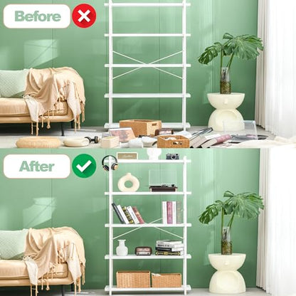 HCHQHS Bookshelf, 5-Tier Industrial Bookcase, White Open Book Shelf, Freestanding Tall Bookshelves with Metal Frame - color: Cloud White, size: 5-Tier (35.8"W x 65.7"H)