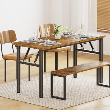 Need Office Computer Desk 54.3 Inch Sturdy Folding Laptop Table Retro | Black Frame Writing Gaming Work Table/Foldable Home Office Desk/Sewing Table, No Assembly Required - color: Rustic Brown & Black Frame, size: 54.3inch