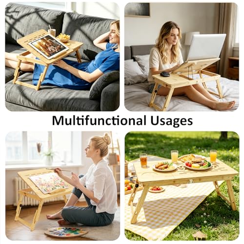 Laptop Desk for Bed, Foldable Bed Tray, Adjustable Angle & Height