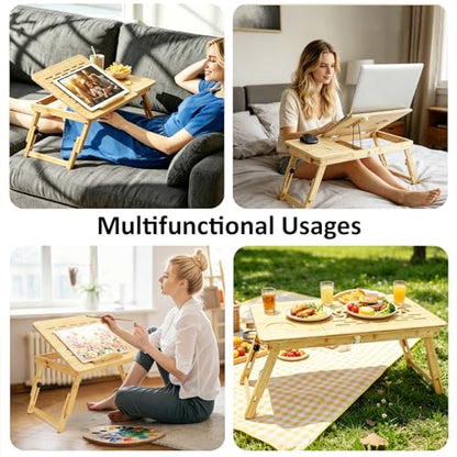 Laptop Desk for Bed, Foldable Bed Tray, Adjustable Angle & Height