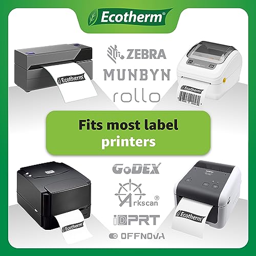 2.25" x 1.25" Thermal Labels | 6 Rolls | 12600 Labels | fits Zebra, Munbyn, Rollo, Godex, Arkscan, iDPRT, Offnova Thermal Label Printers and More | Blank White Adhesive Stickers by Ecotherm - size: 2.25 x 1.25 - 12600 Labels