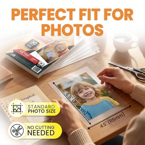 VIOLETTO Self-Adhesive Laminating Sheets, 4 x 6 in, 4mil, No Heat, 30 Pack | 30 self-adhesive cold laminating sheets, 4x6 photo size, 4 mil. No machine or heat needed; peel and stick to protect. - size: Photo Size 30 Pack