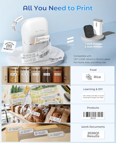 Label Maker, A421 Bluetooth Label Thermal Printer for Small Business & Home | Inkless Printer for Barcode, Address, Office, Compatible with iOS & Android, with 1 Label - color: White