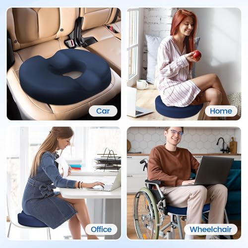 Donut Pillow Seat Cushion, Cooling Gel Memory Foam Chair Cushion, Blue - color: Blue, size: X-Large