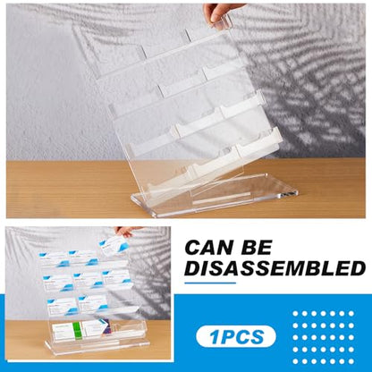 Business Card Holder for Desk, 12 Slots Clear Acrylic Card Display Stand, Large Capacity Detachable Desktop Organizer with Angled Design for Office Reception Meeting Room - style: 12 Slots