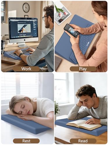 2-in-1 Ergonomic Keyboard Stand with Wrist Rest, Blue - color: Blue
