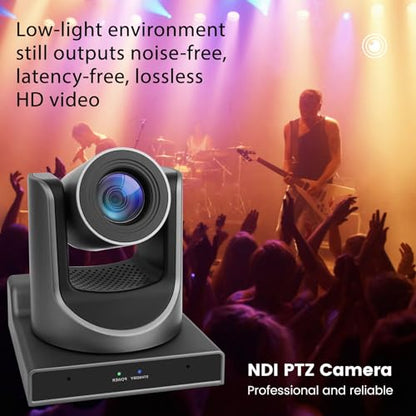NDI PTZ Camera with AI Auto Tracking, 30X Optical Zoom, HD 1080P 60fps Conference Cameras, PoE LAN 3G-SDI/HDMI/USB3.0/IP, Professional for Live Streaming Church Wedding Education,with vMix OBS Zoom - color: Classic Black